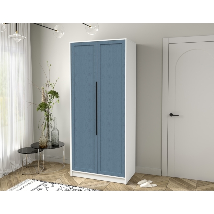 Шкаф распашной Тренд КТ-Ш2 (Белый платинум ЛДСП/ Дуб лазурный ЛМДФ) Ш918 В2128 Г547 Шкаф распашной Тренд КТ-Ш2 (Белый платинум ЛДСП/ Дуб лазурный ЛМДФ) Ш918 В2128 Г547